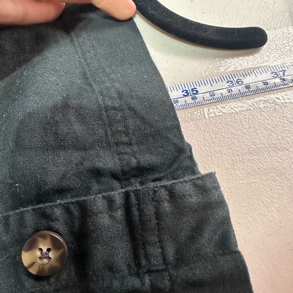 Madewell Linen-Cotton Puff-Sleeve Button Down Mini Dress Black Size 12 - Picture 12 of 12